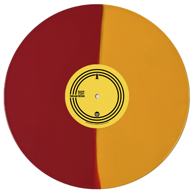 Split color vinyl on white background